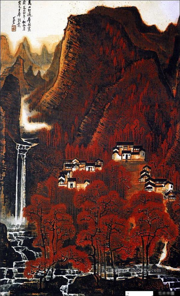 Li keran rouge Montagne traditionnelle chinoise Peintures à l'huile